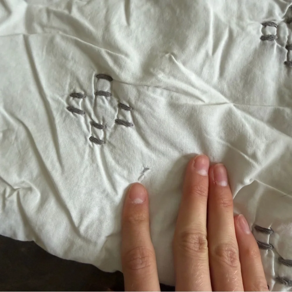 West Elm 100% Organic Cotton White Patterned Quilted Pillow Shams